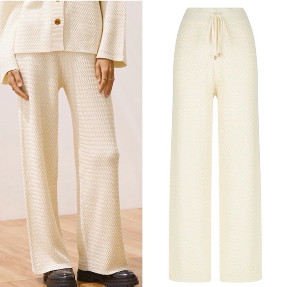 Sancia‎ Michaela Knit Wide Leg Pants Cream XS NWT Cozy Luxe Fall Winter